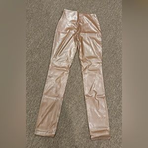 EUC S Betro Brown Faux Vegan Leather Pants Sz S bottoms soft shiny comfy casual